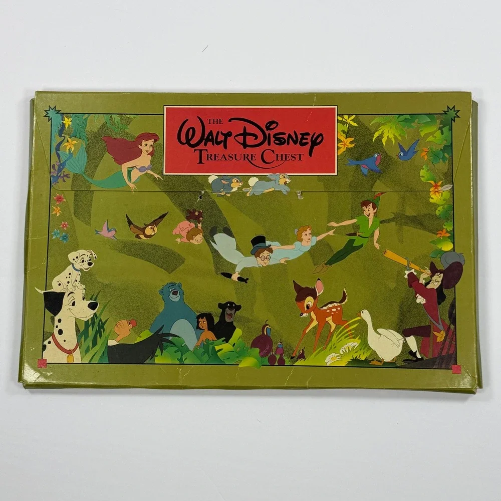 Vintage Walt Disney Treasure Chest Book Set Peter Pan Little Mermaid‎ Bambi 3pc
